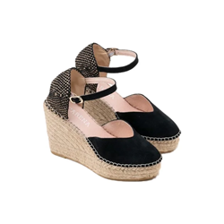 ALBA6 ESPADRILLES SANDALO CON TACCO SERRAJE NEGRO